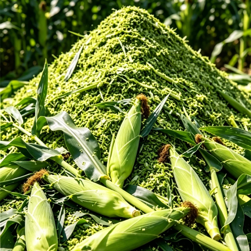 Ongefermenteerde groene maïskuilvoer met hele planten
